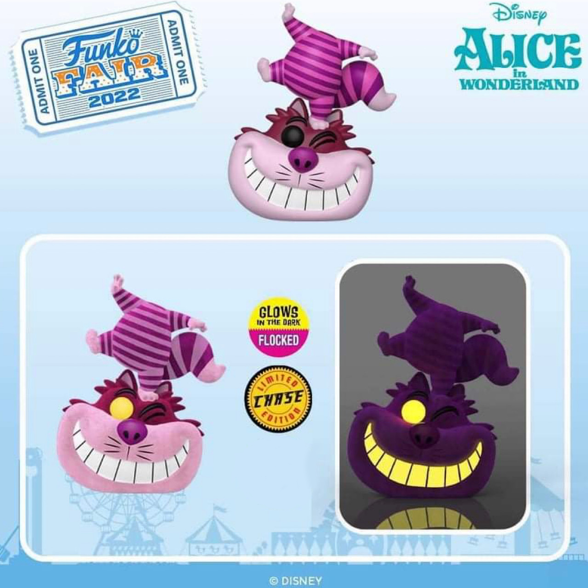 Funko Pop Disney AiW Cheshire online Cat Glow & Flocked Chase Pop in a Box Exclusive