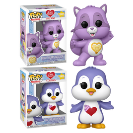 CARE BEARS - Cousins Bright Heart Racoon & Cozy Heart Penguin Pop! Vinyl - BUNDLE SET OF 2