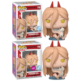 PRE-ORDER - Chainsaw Man - Power with Meowy Exclusive Pop! Vinyl Figure - CHASE BUNDLE