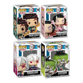 DÄMONENTÖTER: Tanjiro #1748 Nezuko #1749 Tengen #1750 Gyutaro #1751 Pop! Vinyl-Bundle (4er-Set)