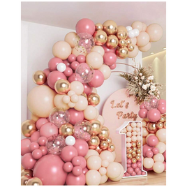 PRE-ORDER - PARTY BALOON PACK - PINK GOLD CONFETTI 107PCS BUNDLE