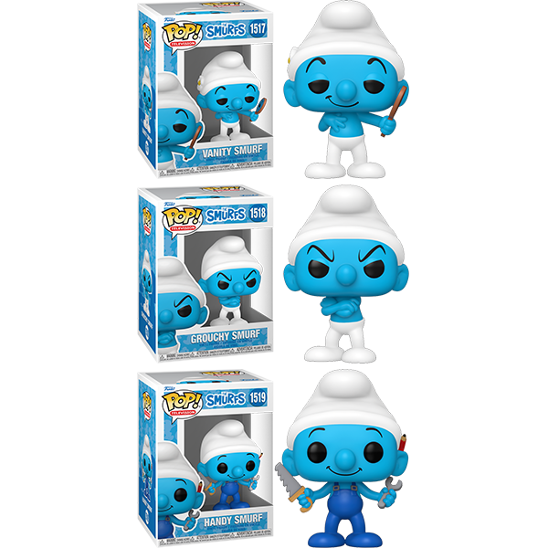 THE SMURFS: Vanity Smurf Grouchy Smurf Handy Smurf Pop! Vinyl - BUNDLE ...