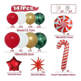 PARTY-BALLON-PAKET - WEIHNACHTEN, 147-TEILIGES PAKET